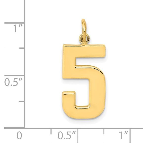 14k Yellow Gold, Athletic Collection, Large Polished Number 5 Pendant - Picture 4 of 5